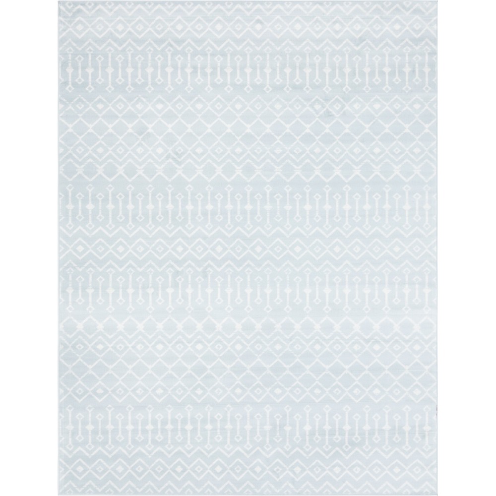 Rug Unique Loom Moroccan Trellis Light Blue Rectangular 9' 0 x 12' 0