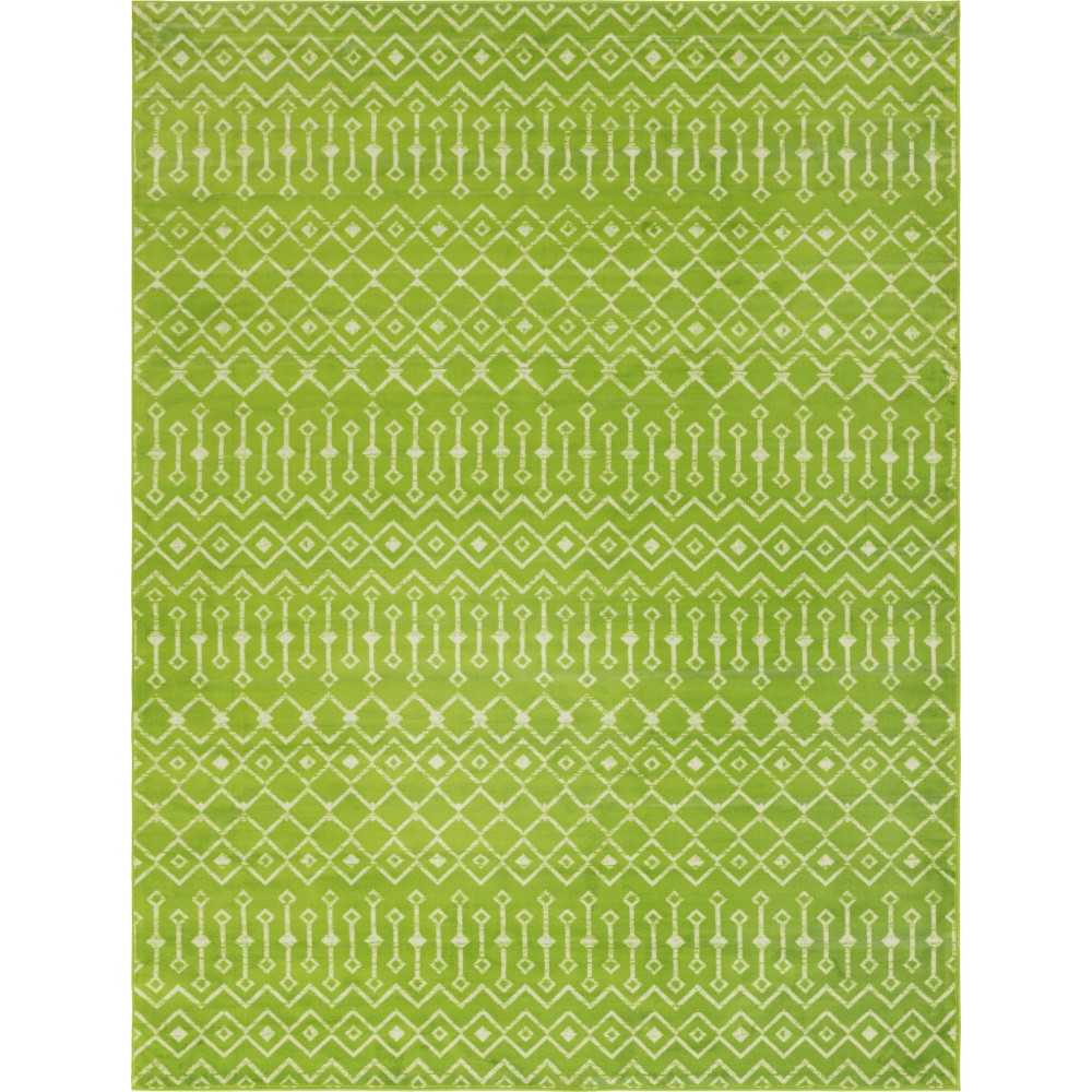 Rug Unique Loom Moroccan Trellis Green Rectangular 9' 0 x 12' 0