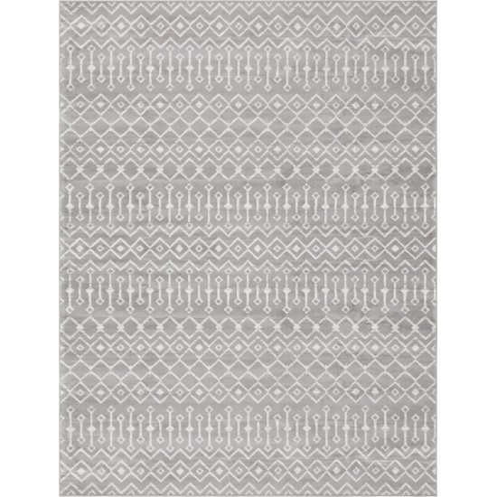 Rug Unique Loom Moroccan Trellis Light Gray Rectangular 9' 0 x 12' 0