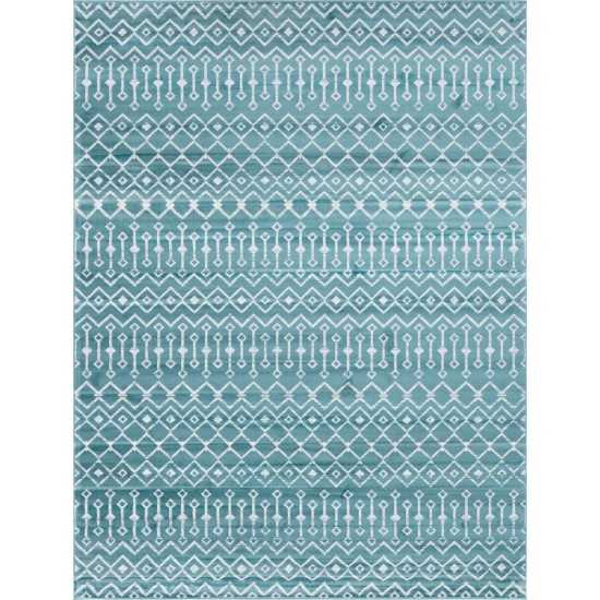 Rug Unique Loom Moroccan Trellis Teal Rectangular 9' 0 x 12' 0