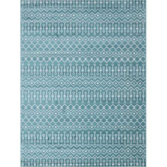 Rug Unique Loom Moroccan Trellis Teal Rectangular 9' 10 x 13' 0