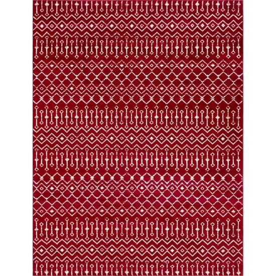 Rug Unique Loom Moroccan Trellis Red Rectangular 9' 10 x 13' 0