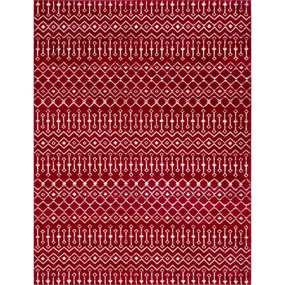 Rug Unique Loom Moroccan Trellis Red Rectangular 9' 10 x 13' 0