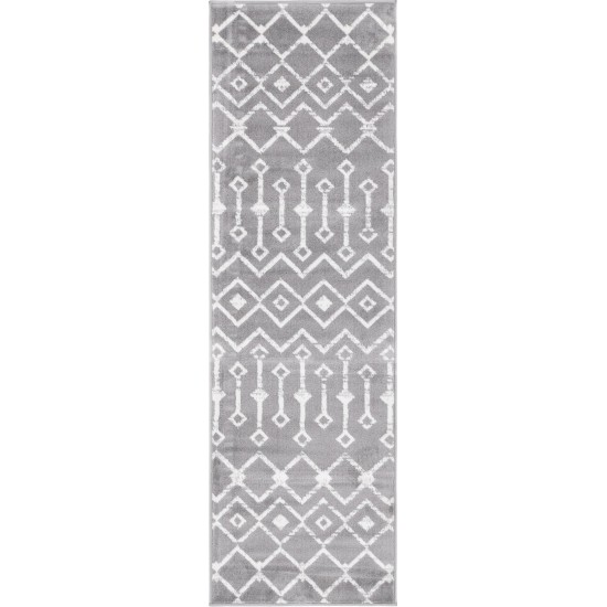 Rug Unique Loom Moroccan Trellis Dark Gray Runner 2' 0 x 6' 7