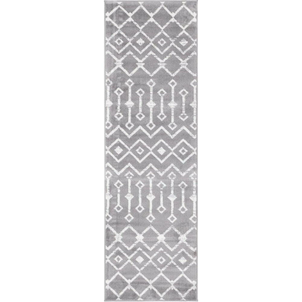 Rug Unique Loom Moroccan Trellis Dark Gray Runner 2' 0 x 6' 7