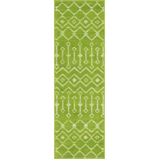 Rug Unique Loom Moroccan Trellis Green Runner 2' 0 x 6' 7