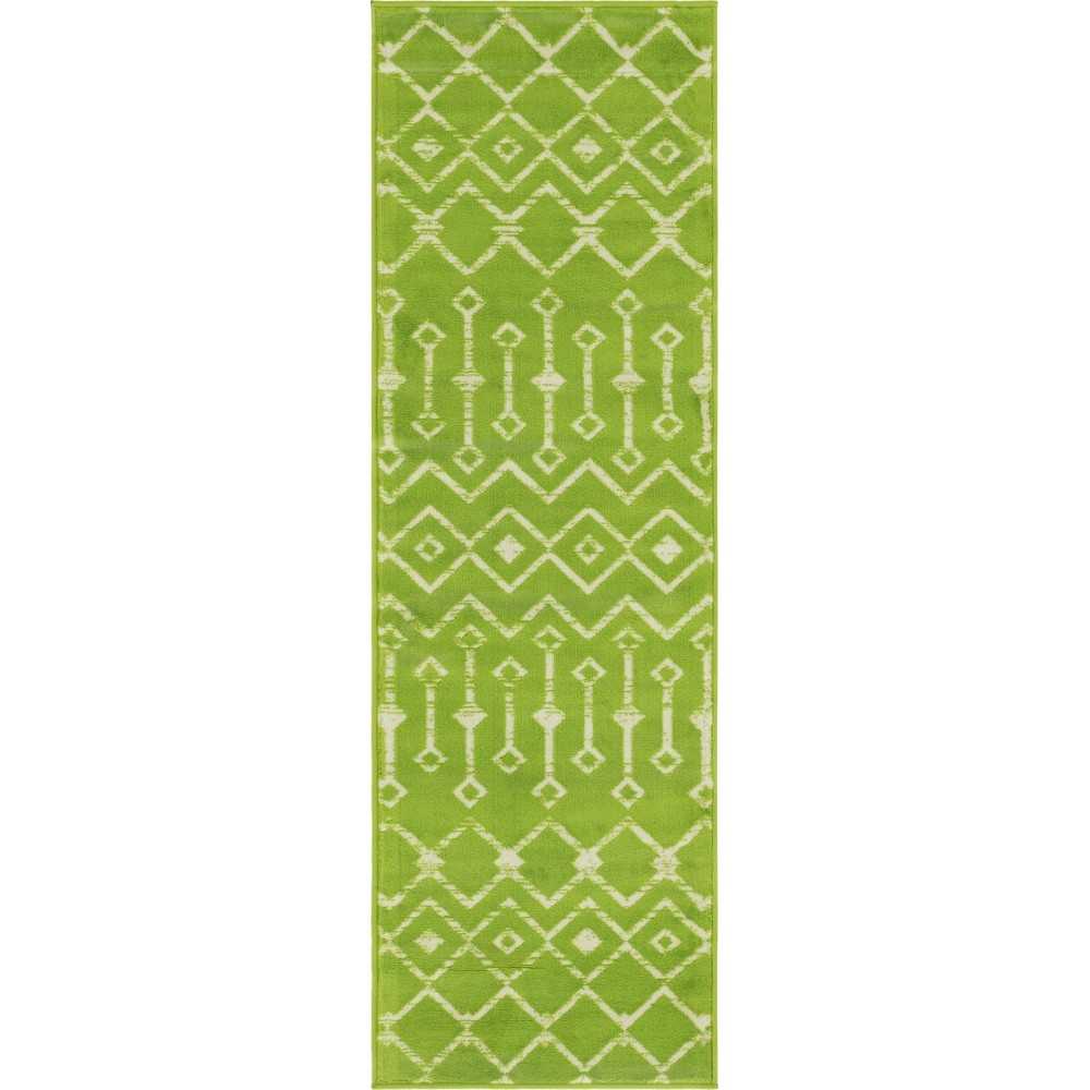 Rug Unique Loom Moroccan Trellis Green Runner 2' 0 x 6' 7