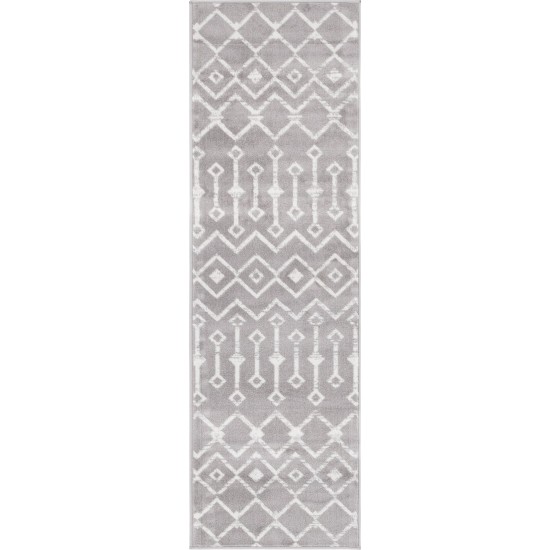 Rug Unique Loom Moroccan Trellis Light Gray Runner 2' 0 x 6' 7