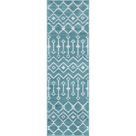 Rug Unique Loom Moroccan Trellis Teal Runner 2' 0 x 6' 7