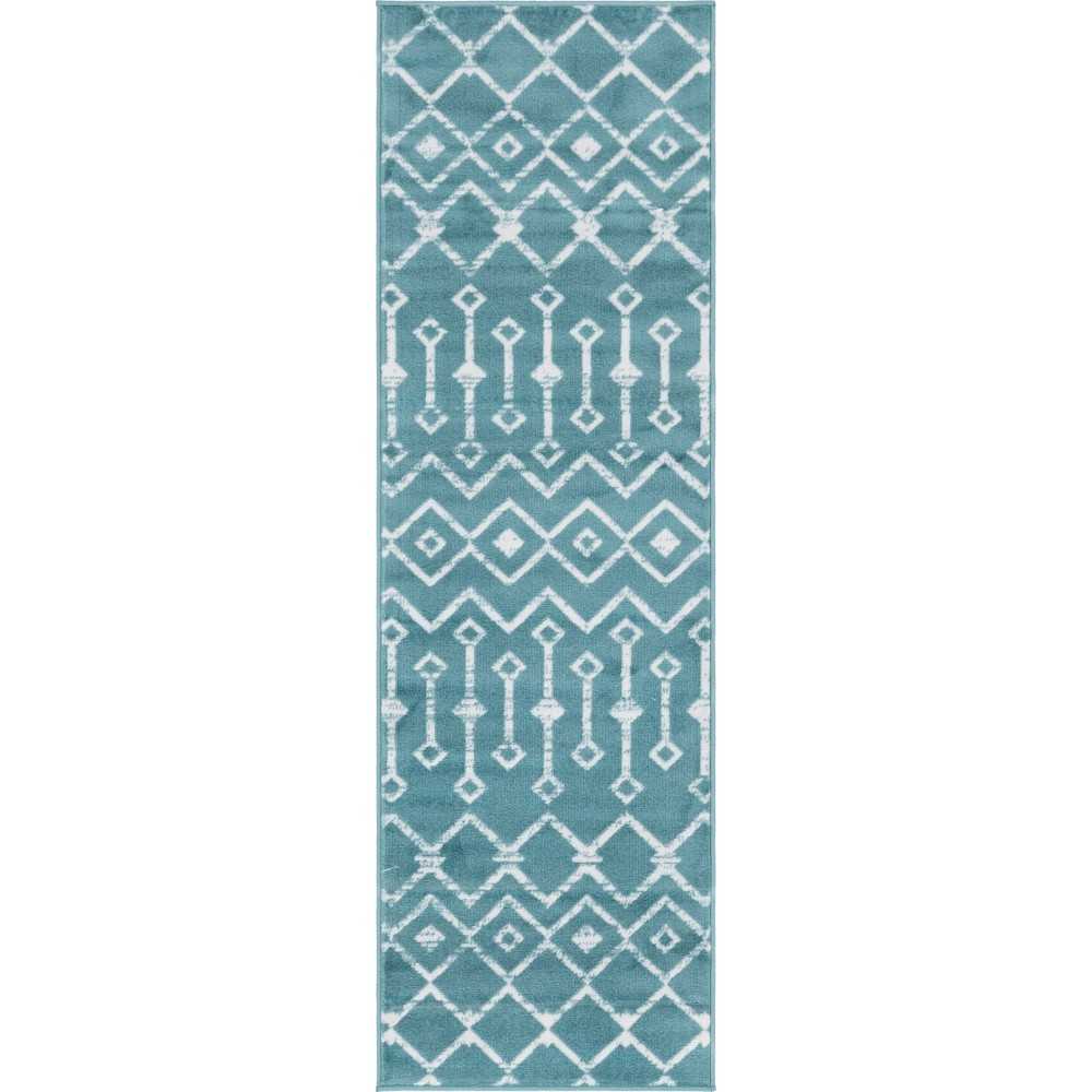 Rug Unique Loom Moroccan Trellis Teal Runner 2' 0 x 6' 7