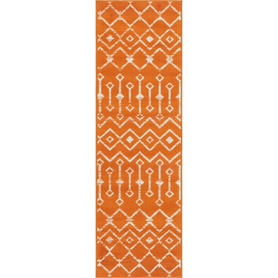 Rug Unique Loom Moroccan Trellis Orange Runner 2' 0 x 6' 7