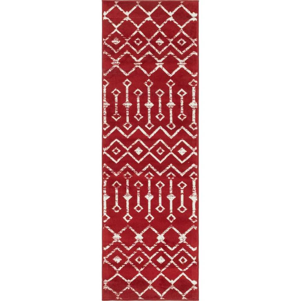 Rug Unique Loom Moroccan Trellis Red Runner 2' 0 x 6' 7