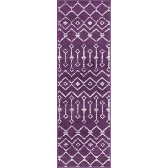 Rug Unique Loom Moroccan Trellis Violet Runner 2' 0 x 6' 7