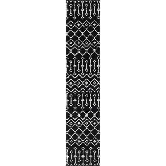 Rug Unique Loom Moroccan Trellis Black Runner 2' 0 x 9' 10