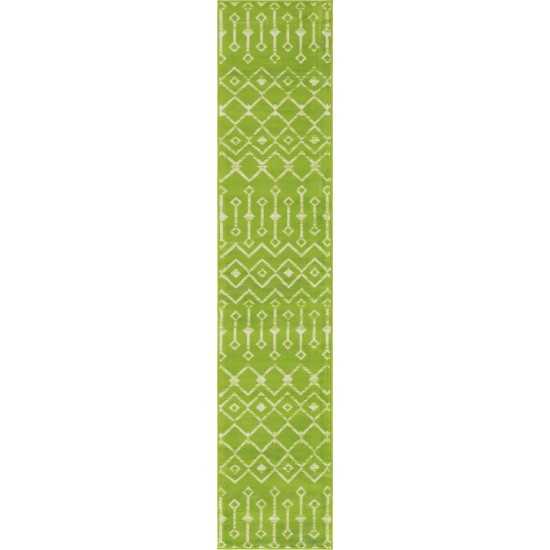 Rug Unique Loom Moroccan Trellis Green Runner 2' 0 x 9' 10