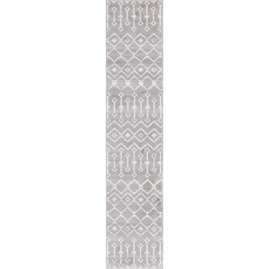 Rug Unique Loom Moroccan Trellis Light Gray Runner 2' 0 x 9' 10