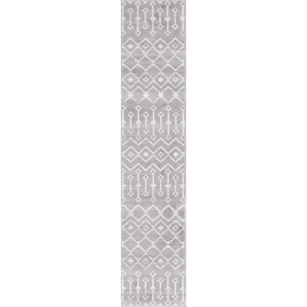 Rug Unique Loom Moroccan Trellis Light Gray Runner 2' 0 x 9' 10 Rug Unique Loom Moroccan Trellis Light Gray Runner 2' 0 x 9' 10