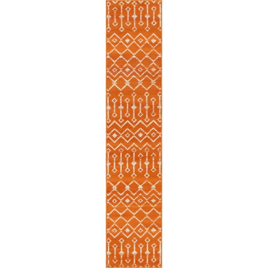 Rug Unique Loom Moroccan Trellis Orange Runner 2' 0 x 9' 10