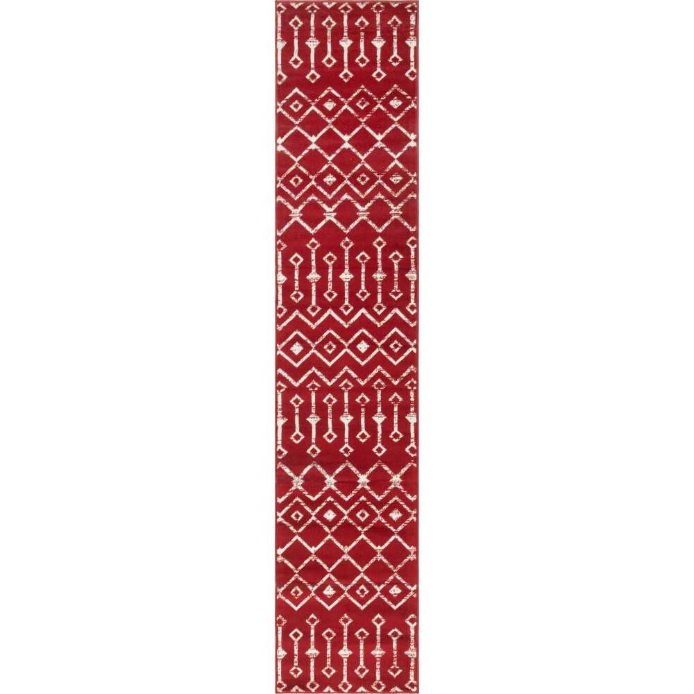 Rug Unique Loom Moroccan Trellis Red Runner 2' 0 x 9' 10