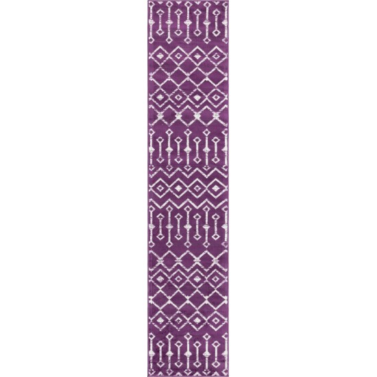 Rug Unique Loom Moroccan Trellis Violet Runner 2' 0 x 9' 10