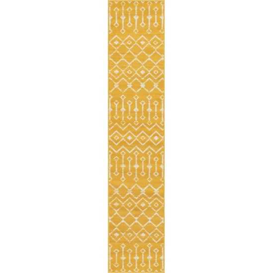 Rug Unique Loom Moroccan Trellis Yellow Runner 2' 0 x 9' 10