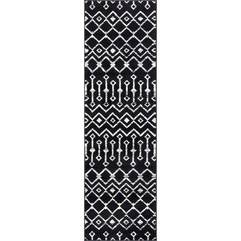 Rug Unique Loom Moroccan Trellis Black Runner 2' 6 x 8' 2