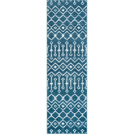 Rug Unique Loom Moroccan Trellis Dark Blue Runner 2' 6 x 8' 2