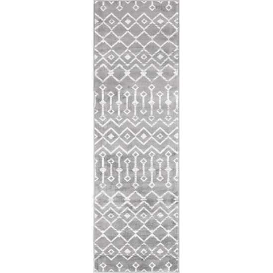 Rug Unique Loom Moroccan Trellis Dark Gray Runner 2' 6 x 8' 2