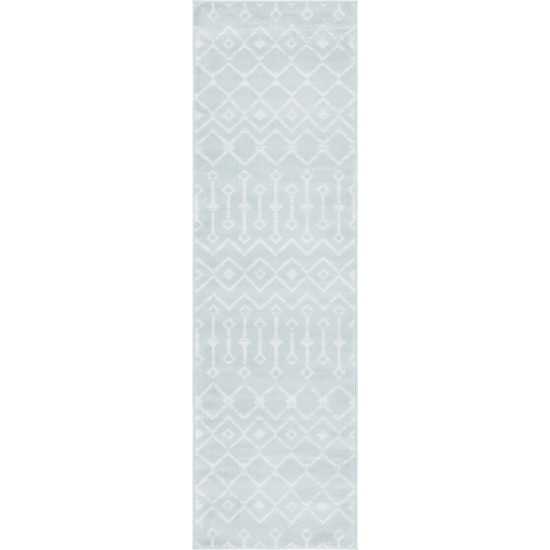 Rug Unique Loom Moroccan Trellis Light Blue Runner 2' 6 x 8' 2