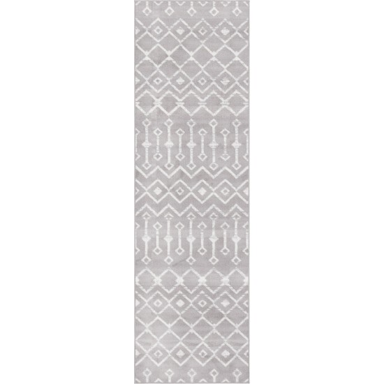 Rug Unique Loom Moroccan Trellis Light Gray Runner 2' 6 x 8' 2