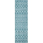 Rug Unique Loom Moroccan Trellis Teal Runner 2' 6 x 8' 2