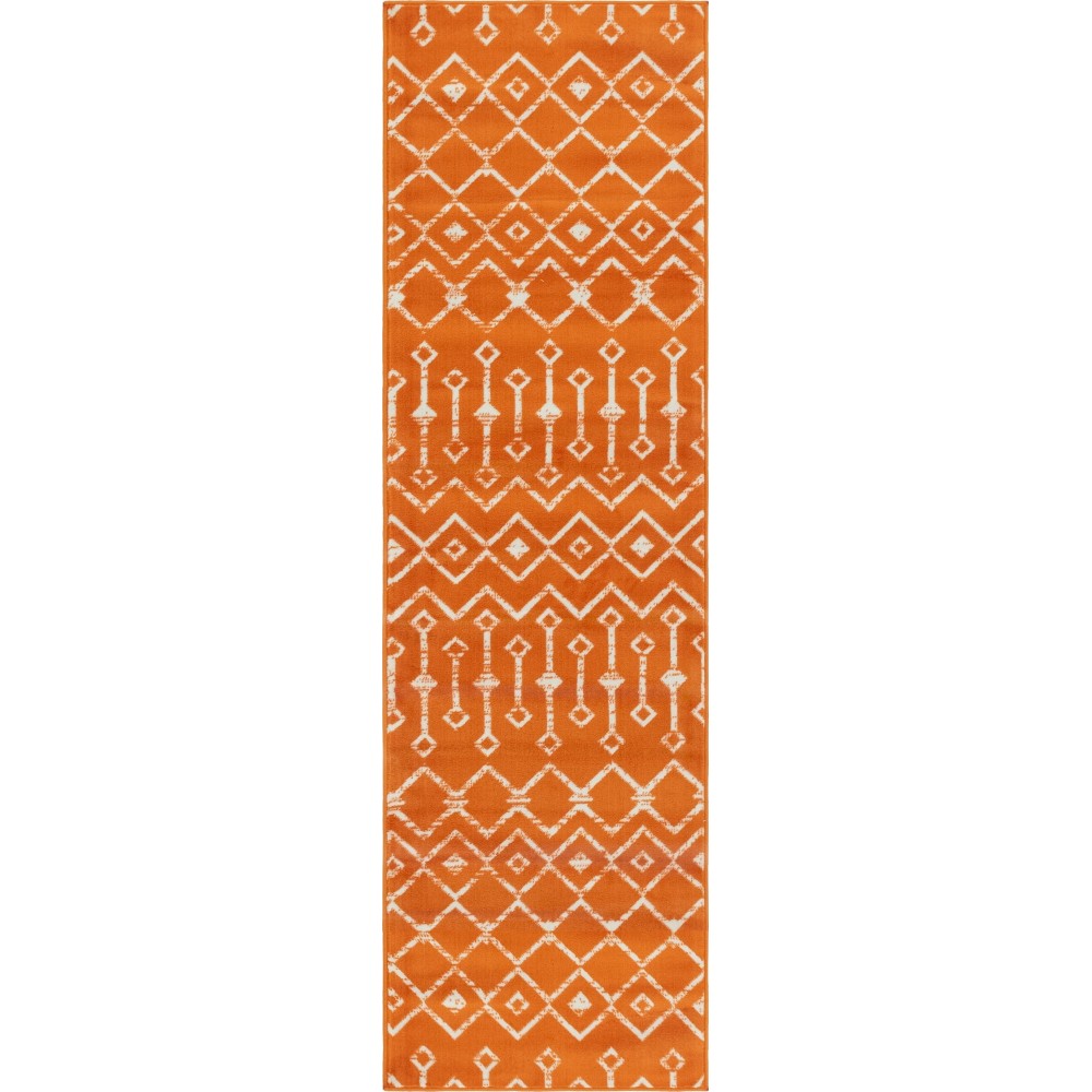 Rug Unique Loom Moroccan Trellis Orange Runner 2' 6 x 8' 2