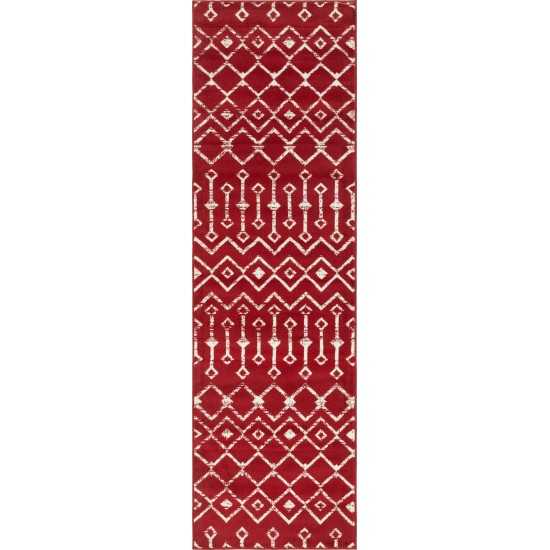 Rug Unique Loom Moroccan Trellis Red Runner 2' 6 x 8' 2