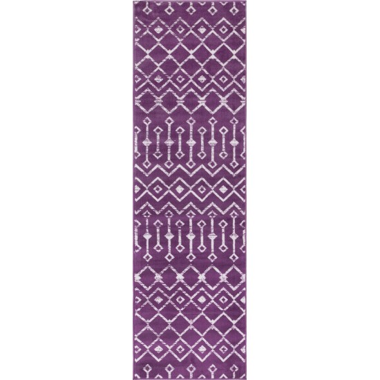 Rug Unique Loom Moroccan Trellis Violet Runner 2' 6 x 8' 2