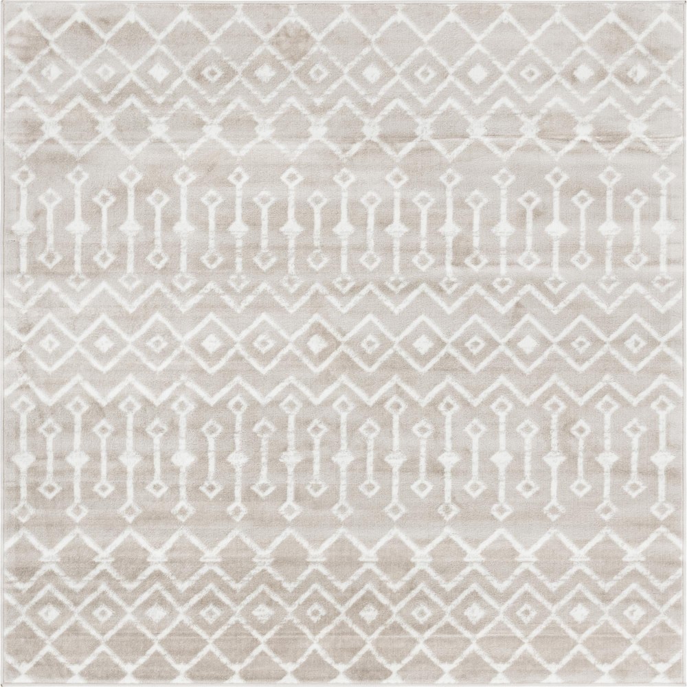 Rug Unique Loom Moroccan Trellis Beige Square 6' 0 x 6' 0