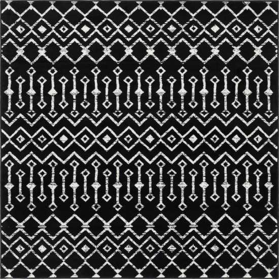 Rug Unique Loom Moroccan Trellis Black Square 6' 0 x 6' 0