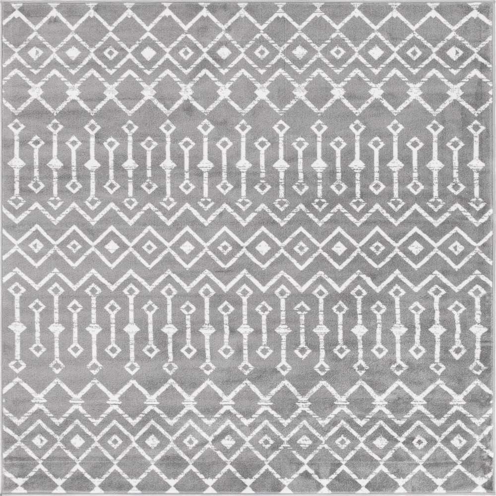 Rug Unique Loom Moroccan Trellis Dark Gray Square 6' 0 x 6' 0