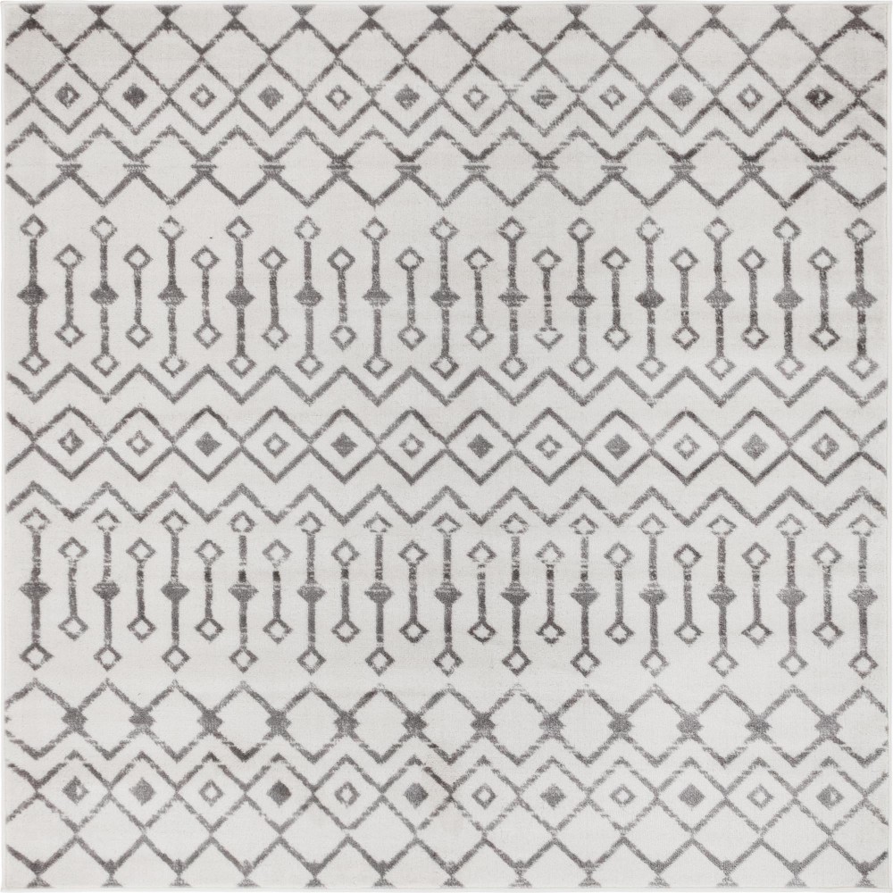 Rug Unique Loom Moroccan Trellis Ivory Square 6' 0 x 6' 0