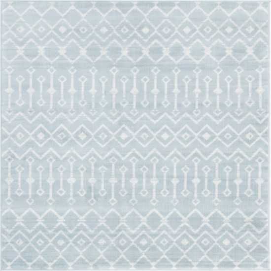 Rug Unique Loom Moroccan Trellis Light Blue Square 6' 0 x 6' 0