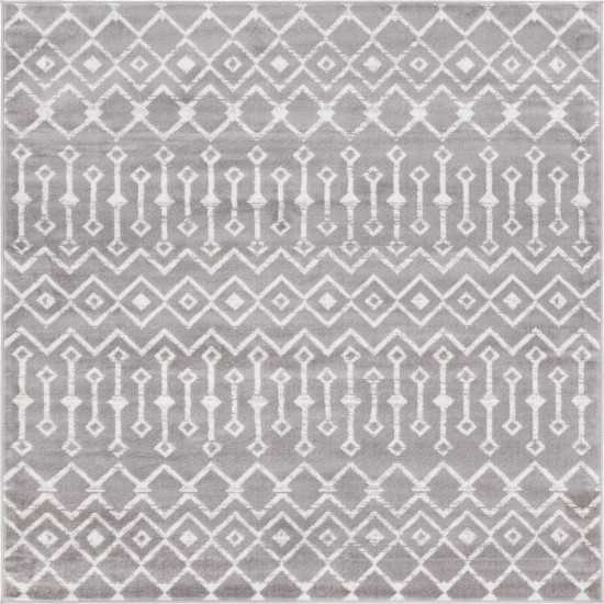 Rug Unique Loom Moroccan Trellis Light Gray Square 6' 0 x 6' 0