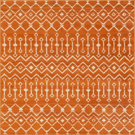 Rug Unique Loom Moroccan Trellis Orange Square 6' 0 x 6' 0