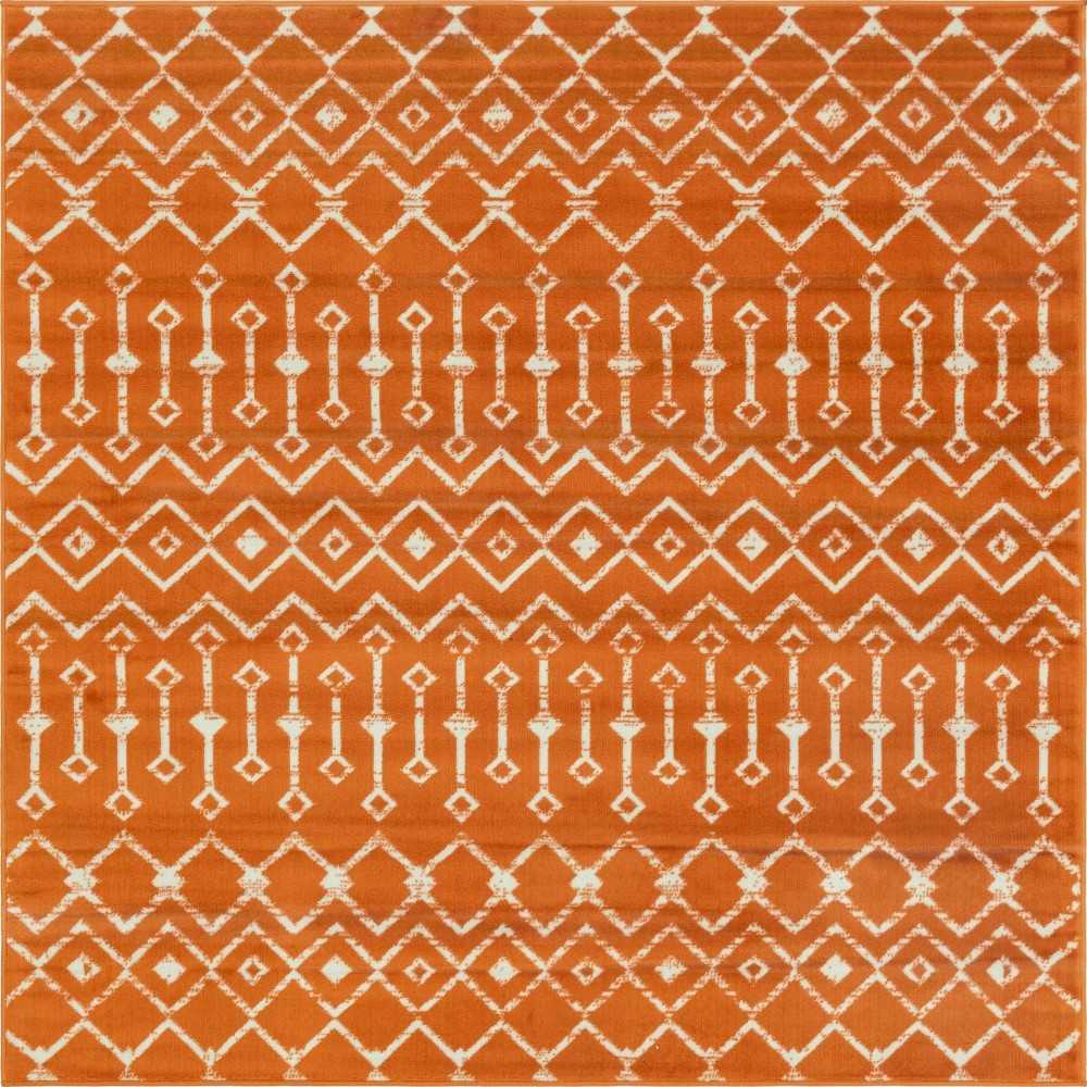 Rug Unique Loom Moroccan Trellis Orange Square 6' 0 x 6' 0