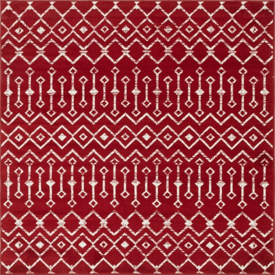 Rug Unique Loom Moroccan Trellis Red Square 6' 0 x 6' 0