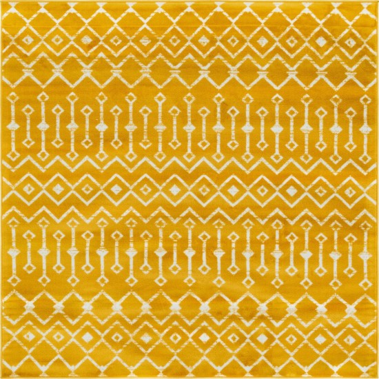 Rug Unique Loom Moroccan Trellis Yellow Square 6' 0 x 6' 0