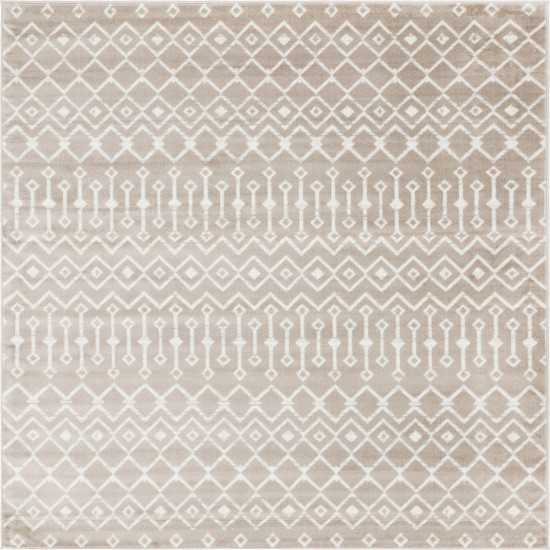 Rug Unique Loom Moroccan Trellis Beige Square 8' 0 x 8' 0