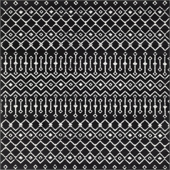 Rug Unique Loom Moroccan Trellis Black Square 8' 0 x 8' 0