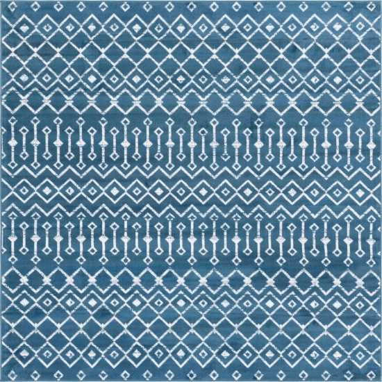 Rug Unique Loom Moroccan Trellis Dark Blue Square 8' 0 x 8' 0