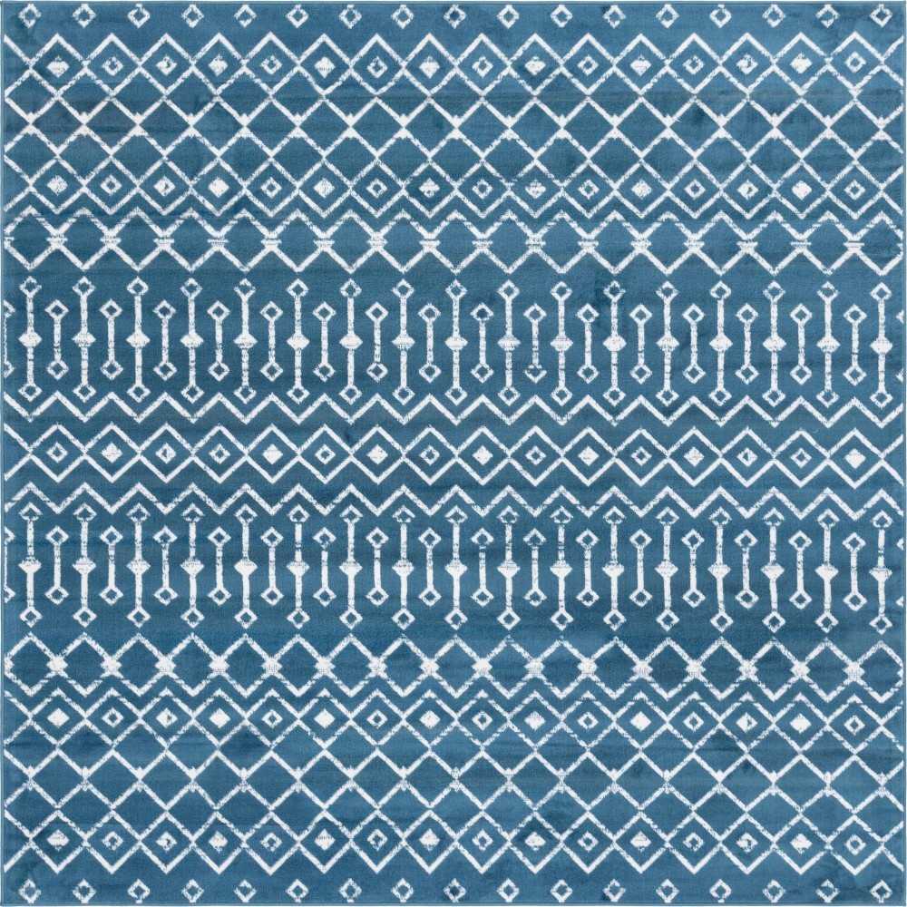 Rug Unique Loom Moroccan Trellis Dark Blue Square 8' 0 x 8' 0