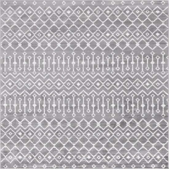 Rug Unique Loom Moroccan Trellis Dark Gray Square 8' 0 x 8' 0