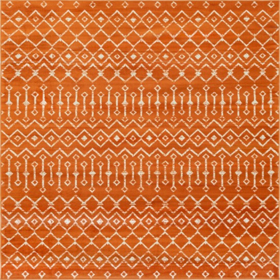 Rug Unique Loom Moroccan Trellis Orange Square 8' 0 x 8' 0